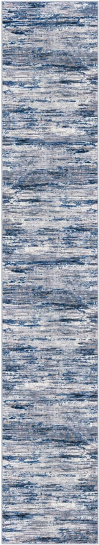 2.6x14 Modern Abstract Runner Rug for Hallways, Navy Blue Gray Neutral Multi Super Soft Hallway Decor Kitchen Rugs with Non-Slip, Non-Shedding Washable Rug for Entryway Bedroom Indoor