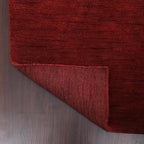 Hand Knotted Loom Wool ECO-Friendly Area Rugs - 2'6"x8', Runner, Red Color, Solid Plain Design, High Pile Thick Handmade Anti Skid Area Rugs for Living Room, Bed Room (L00111)