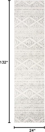 SAFAVIEH Tulum Collection Runner Rug - 2' x 11', Ivory & Grey, Moroccan Boho Tribal Design, Non-Shedding & Easy to Clean, Ideal for Living Room, Hallway, Foyer, Entryway, Bedroom (TUL272A)