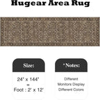 HUGEAR 2x12 Runner Rug Machine Washable Brown Hallway Area Rug Indoor Accent Rug Floral Low Pile Carpet Soft Throw Rug Bedroom Living Room Office Dining Room Kitchen Laundry Room Non Slip