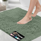 GORILLA GRIP Bath Rug Mat 36x24, Soft Absorbent Chenille, Quick Dry Microfiber Mats, Rubber Backing Washable Shower Floor Rugs, Bathmat Runner, US Designed Bathroom Home Decor Accessories Sage Green