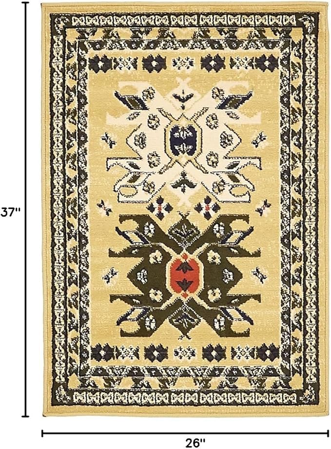 Unique Loom Taftan Collection Border Geometric Tribal Inspired Design Area Rug (2' 2 x 3' 0 Rectangular, Gold/ Gray)