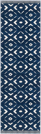 KILOCOCO Hallway Runner Rug 2'x8' Runners for Hallways Soft Washable Runner Rugs Non Slip Printed Low-Pile Runners for Bedroom Kitchen Living Room Laundry Room Boho Rugs, Blue