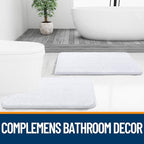 OLANLY Bathroom Rugs 47x20, Extra Soft Absorbent Chenille Bath Rugs, Rubber Backing Quick Dry, Machine Washable Bath Mats for Bathroom Floor, Tub and Shower, Home Decor Accessories, White