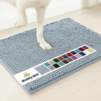 Muddy Mat® AS-SEEN-ON-TV Highly Absorbent Microfiber Door Mat and Pet Rug, Non Slip Thick Washable Area and Bath Mat Soft Chenille for Kitchen Bathroom Bedroom Indoor and Outdoor - Baby Blue 18"X28"
