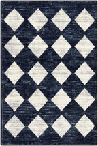 Lahome Moroccan Trellis Area Rug - 2x3 Printed Small Black Checkered Entryway Rug Non Slip Kitchen Mat, Stain Resistance Indoor Modern Floor Soft Throw Carpet for Front Door Bathroom Sink Bedroom