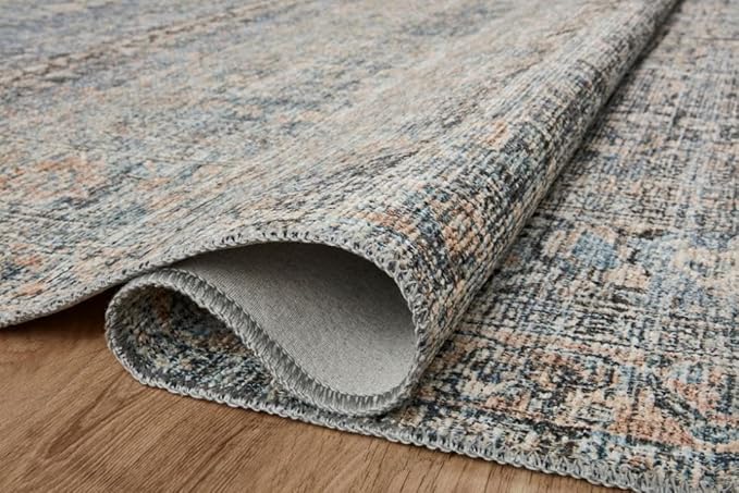 Loloi Amber Lewis Billie Collection BIL-05 Denim/Blush 2'-6" x 12'-0", 0.19" Thick Runner Rug