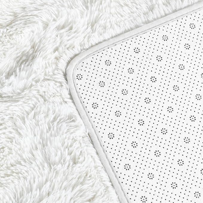 Shag Area Rug, 4 X 6 Plush Fuzzy Rugs for Living Room, Ultra Soft Fluffy Furry Rug for Bedroom, Indoor Carpet Nursery Rugs for Kids Room Home Decor, White