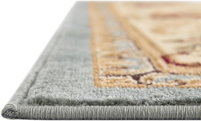 Rugs.com Chateau Collection Rug – 2' x 7' Runner Light Blue Medium Rug Perfect for Hallways, Entryways
