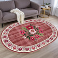 Retro Country Distressed Burgundy Green Florals Texture Bordered Rugs 8x10 for Living Room Bedroom Dining Room Soft Washable Non Skid Area Rug Guestroom Kitchen Doormats Rustic Indoor Oval Carpet