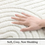 SHACOS Soft Cozy Fluffy Arch Pattern High Low Pile Runner Rugs 2'x6' Non Slip Washable Scandinavian Minimalist Rug Modern Geometric Arc Carpet for Living Room Bedroom Bathroom, Cream White