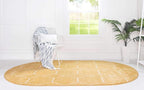 Unique Loom Trellis Frieze Collection Area Rug - Geometric (4' x 6' Oval, Yellow/ Ivory)