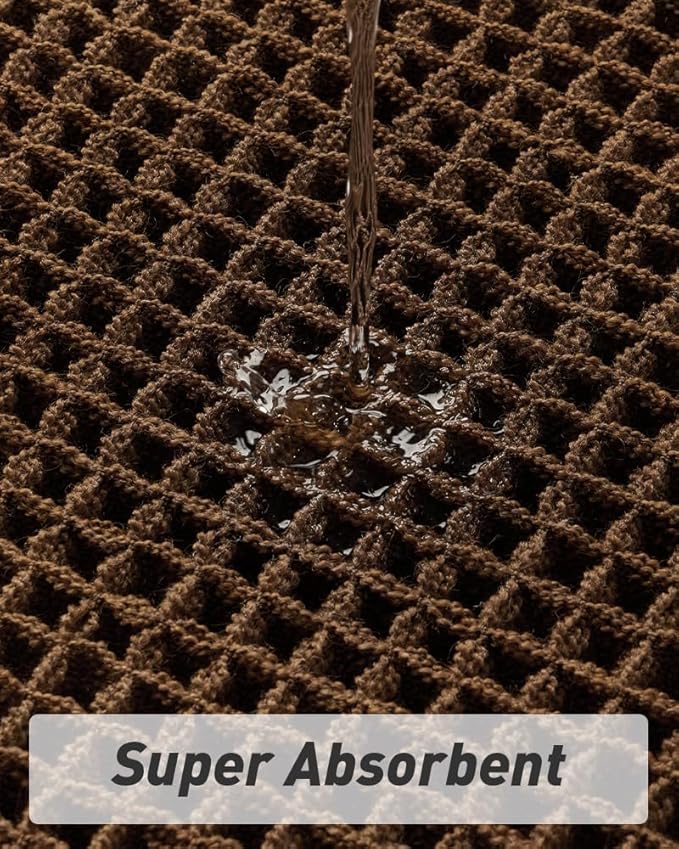 AMOAMI Upgraded Waffle Bath Mat, Super Absorbent Non Slip Bath Mats for Bathroom Floor, Machine Washable Bathroom Rugs with Tassels, Rubber Backed Bathroom Mats, Ultra Soft, 20" x 32",Terracotta