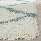 SAFAVIEH Dallas Shag Collection X-Large Area Rug - 11' x 15', Ivory & Light Blue, Trellis, Non-Shedding & Easy Care, 1.5-inch Thick Ideal for High Traffic Areas in Living Room, Bedroom (SGD257J)