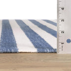 Home Conservatory Ladder Stripe Navy/Ivory Handwoven Wool 2.5 X 8 Feet, Blue/Ivory Stripe Pattern