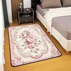 French Country Floral 5x7 Area Rug Pink Rose Living Room Rug | Romantic Flowers Rugs for Bedroom, Rustic Carpet Indoor Floor Mat