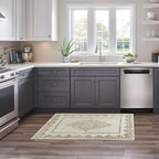 Easy-Going Boho Neutral Area Rug 2x3 Washable Entryway Rugs Front Door Mat Indoor Entrance Non-Slip Floral Brown Small Entry Rug for Living Room Bedroom Kitchen Bathroom Home Office Lightweight Carpet