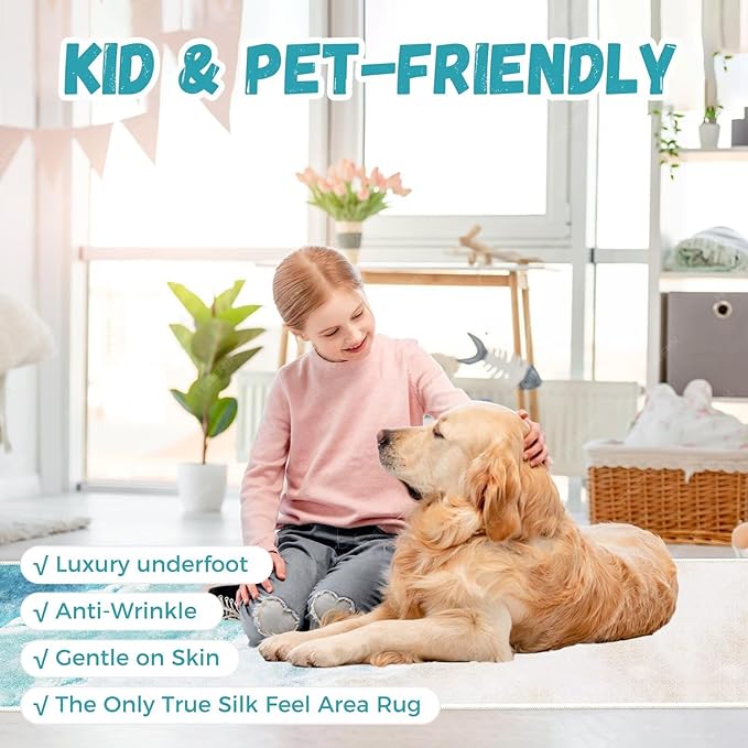 Beach Pattern 2.6x8ft Runner Rug Non Slip Washable Kitchen Runner Rug with Rubber Backing，Low-Pile Soft Washable Runner Rugs for Hallway Entryway Kitchen Bedroom Living Room Bathroom