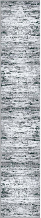 Modern Abstract Runner Rug 2.6x14, Black Grey White Washable Long Kitchen Runner Non-Slip Soft Hallway Rug Runner Thin Print Faux Wool Carpet for Entryway Bedroom Laundry Room Indoor Home Decor