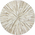 Round Faux Cowhide Area Rug 3×3 ft – Modern Non-Slip Leather Accent Carpet for Living Room, Bedroom, Kids Playroom & Home Decor, Beige