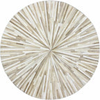 Faux Cowhide Round Area Rug | Non-Slip Leather Floor Carpet for Living Room, Bedroom, and Home Décor | Modern Stylish Accent Rug(Beige_5x5)