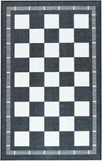 Vasofe Checkered Jute Kitchen Rug, 2x3 Black and White Rugs Indoor Outdoor Front Door Mat Non Slip Washable Area Rugs, Farmhouse Non Shedding Low Pile Floor Carpet for Entryway Porch Doorway