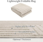 SHACOS Soft Cozy Fluffy Arch Pattern High-Low Pile Textured Area Rug 5'3"x7'3" Non Slip Washable Modern Geometric Rug Stain Resistant Contemporary Carpet for Living Room Bedroom Dining Room, Beige