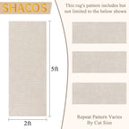 SHACOS Soft Cozy Fluffy Arch Pattern High-Low Pile Runner Rugs 2'x5' Non Slip Washable Scandinavian Minimalist Rug Runner Modern Geometric Carpet for Bedroom Bathroom Hallway Living Room, Beige