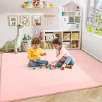 Amearea Modern Area Rugs for Bedroom Living Room, 4x6 Feet Pink Thickened Memory Foam Rug, Fluffy Indoor Washable Rugs Non Slip Minimalist Carpet for Kids Boys Girls Dorm Nursery Room Decor