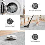 LIVEBOX Washable Area Rug 4ft Boho Round Rug Traditional Rugs for Bedroom, Ultra-Thin Retro Carpet Grey Print Distressed Accent Circle Rugs for Nursery Room Entryway Foyer
