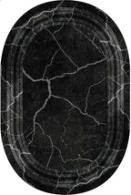 Black Grey Striped Texture Bordered Rugs 9x12 Modern Minimalist Indoor Large Area Rug for Living Room Bedroom Dining Room Soft Faux Wool Non Slip Floor Mats Entrance Bathroom Home Office Oval Carpet