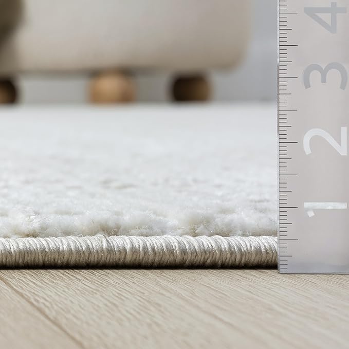 Abani Cream Area Rug - 8' x 10' - Living Room & Bedroom - Textured Weave Design - Indoor Use - Easy to Clean, Stain Resistant, Non-Shedding - Neutral Collection