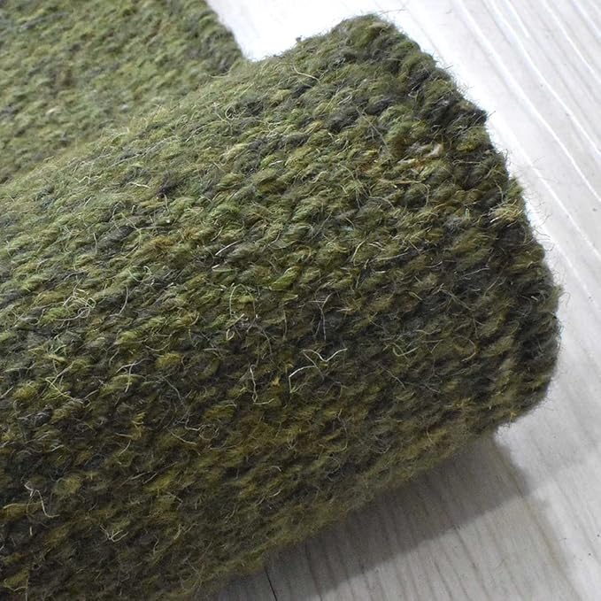 Rugsotic Carpets Hand Woven Flat Weave Kilim Wool 4'x6' Area Rug Solid Olive D00111