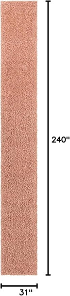Unique Loom Davos Shag Collection Area Rug - Solid (2' 7" x 20' Runner, Dusty Rose)