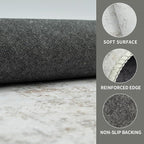 Washable 8×10 Area Rugs for Living Room, Vintage Floral Rug Soft Non Slip Stain Resistant Boho Carpet for Bedroom Dinning Room Kitchen Home Office 02 Beige