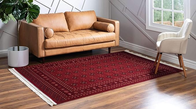 Unique Loom Tekke Collection Over-Dyed Saturated Traditional Torkaman Area Rug (5' 0 x 8' 0 Rectangular, Red/Burgundy)