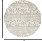 SAFAVIEH Tulum Collection Area Rug - 6'7" Round, Ivory & Sage, Moroccan Boho Tribal Design, Non-Shedding & Easy to Clean, Ideal for Living Room, Bedroom, Dining Space (TUL272H)