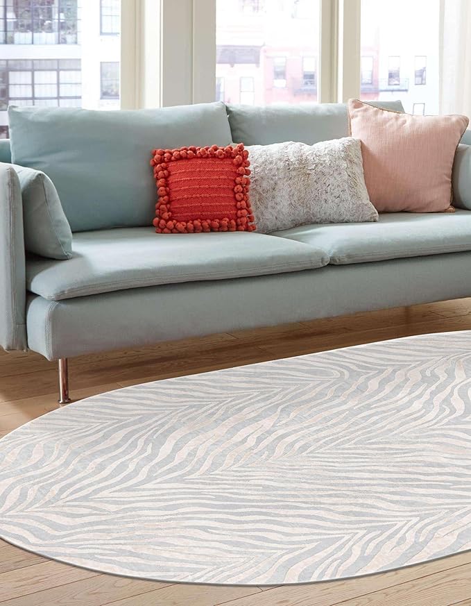 Unique Loom Finsbury Collection Area Rug - Meghan (7' 10" x 10' Oval, Gray and Ivory)