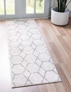 Unique Loom Trellis Frieze Collection Area Rug - Geometric (2' x 6' 1" Runner, Ivory/ Gray)