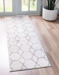 Unique Loom Trellis Frieze Collection Area Rug - Geometric (2' x 8' 8" Runner, Ivory/ Gray)