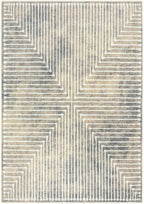 GLN Rugs Contemporary Collection - Machine Washable Area Rug, Contemporary Washable, Non Slip, Low Pile Chenille Rug, Living Room, Bedroom, Kitchen Rug (5' x 7' Lines Cream)