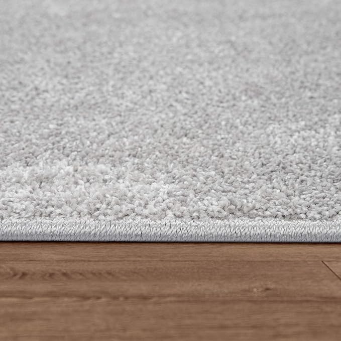Paco Home Solid Area Rug in Silver Modern Plain Design, Size: 4' x 5'7"