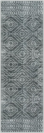 Wonnitar Washable Kitchen Runner Rug 2x6, Moroccan Grey Runners for Hallway, Non Slip Bohemian Soft Bathroom Throw Mat Geometric Carpet Runner for Laundry Entryway Bedroom (Dark Grey,2'x6')
