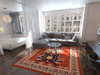 Unique Loom Taftan Collection Border Geometric Tribal Inspired Design Area Rug (9' 0 x 12' 0 Rectangular, Terracotta/ Ivory)