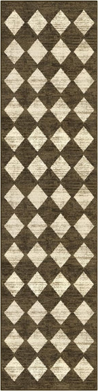 Lahome Runners for Hallways with Rubber Backing, Kitchen Runner Rugs Non Skid Washable Bathroom Rugs Runner, Moroccan Trellis Non Slip Bedroom Carpet Runners for Entryway Powder Room, 2x8 Brown