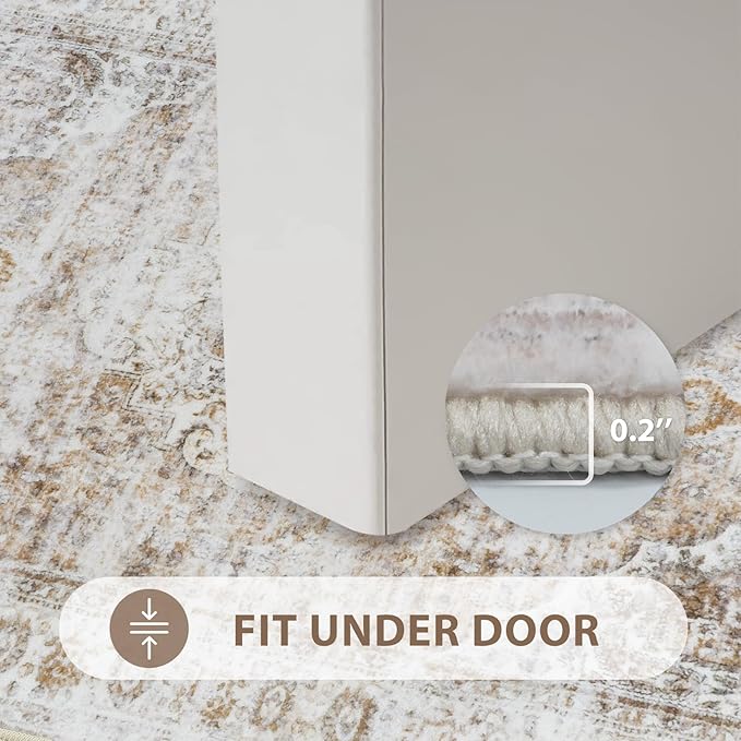 Uphome Bathroom Rugs Runner, Distressed Farmhouse Boho Light Khaki Bath Mat, Non Slip Washable Long Bath Rugs, Vintage Traditonal Soft Velvet Bathroom Runner for Bathtub Sink Shower, 20x60 inch