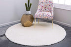 Unique Loom Solid Shag Collection Area Rug (6' 1" Round, Snow White)