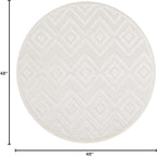 Nourison Home Versatile Ivory White 4' x Round Area Rug - Easy Clean, Non Shedding, Bed Room, Living Room, Dining Room, Kitchen (4' x Round)