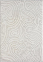 LUXE WEAVERS Geometric Swirl Cream 6x9 Area Rug High Low Modern Carpet