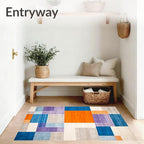 Flatwoven High Traffic Area Rug 6x9, Modern Abstract Color Block Area with Artistic Flair, Non Slip, Stain Resistant, Washable Area Rugs for Living Room, Bedroom (Blue, 6x9)